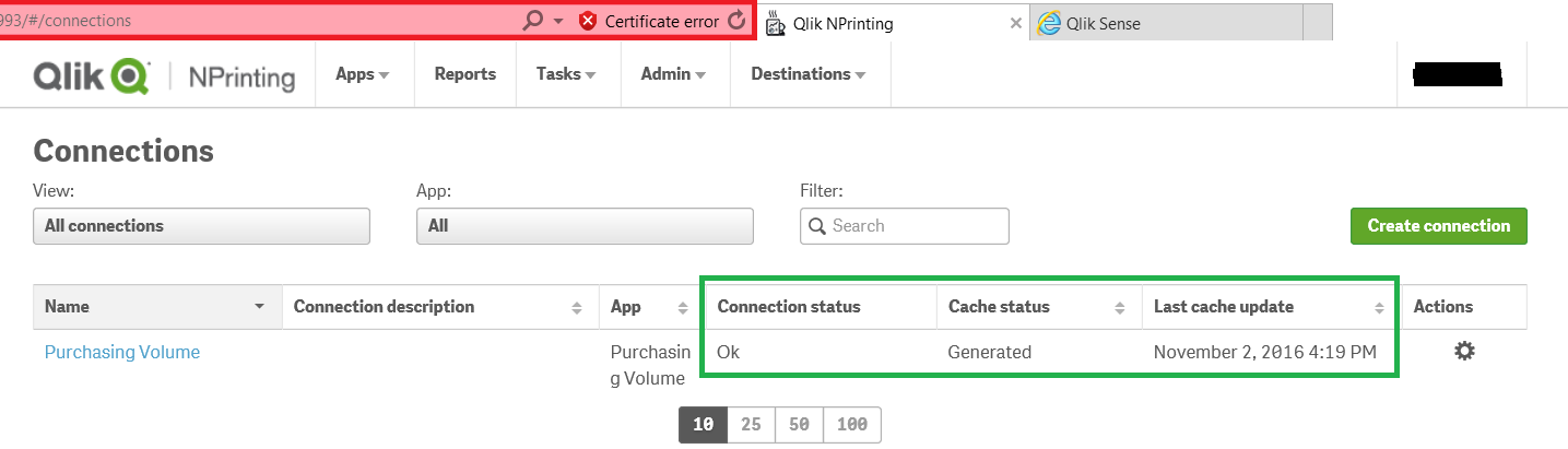 NPrinting 17.2 and Sense 3.1 Connection error - Qlik Community - 1194409